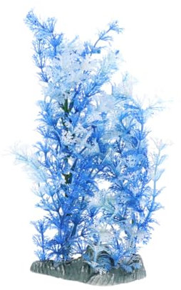 BESPORTBLE Plante Artificielle Aquarium Bleu - DéCoration OcéAnique RéAliste avec Base RéSine Fixe, IdéAl pour Embellir Votre Aquarium