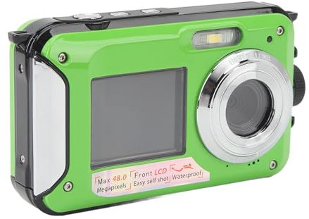 2,7K Unterwasserkamera, 10FT wasserdichte Kamera mit 48MP Autofokus Dual Screen Selfie Unterwasserkamera, 16X Digitalzoom, 650mAh Akku, Zum Schnorcheln