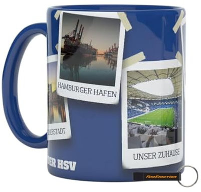 Hamburger SV HSV Tasse „Hamburg“ – Offizieller Fanartikel – 0,3l Becher mit Hamburg Fotomotiven & Raute – Keramik – spülmaschinenfest