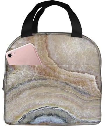 KemEng Onyx Stein Hellblau Druck, Tragbare Lunchtasche, Essenstasche, Lunchbox, Isoliertasche, wiederverwendbare Kühltasche