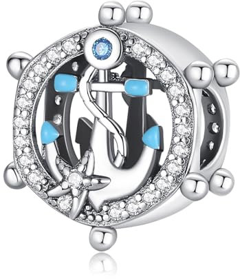 Rimgoris Charm-Anhänger aus 925er Sterlingsilber für Frauen, Armbänder, Abenteuerreise, Ruder und Anker, 5A, Zirkonia, Charms für Geburtstagsgeschenke für Frauen