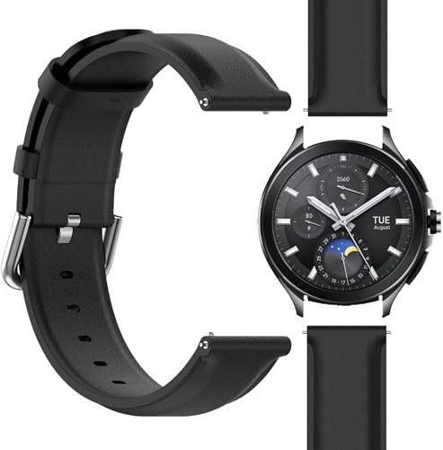 GIOPUEY Armband Kompatibel mit Xiaomi Watch 2 Pro, Echtleder Armband [Verschleißfest] [Atmungsaktiv] Ersatzarmband - Black