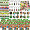 98 PCS Gaming Party Bag Fillers Gamer Party Favours with Gaming Keychain Party Bags Button Stickers Miner Party Supplies Goodie Bag Fillers for Kids Boys (Green-2)