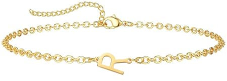 ZENGSING Buchstaben Armbänder Damen Mädchen Brief Initial Armband Einstellbar Elegante Armbänder A-Z Capital Initial Charme Armband Gold Armband Geschenke für Frauen Mädchen (R)