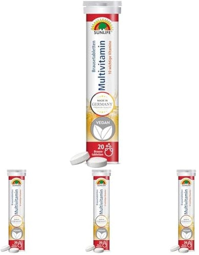 SUNLIFE Multivitamin Brausetabletten - 1x20 Stück - Multivitamin Tabletten mit Orangen Geschmack - Brausetabletten mit 10 Vitaminen - Nahrungsergänzungsmittel Multivitamine - Vitamine Tagesbedarf