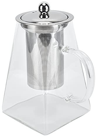 Teiera in Vetro Trasparente con Bollitore per tè con Filtro in Acciaio Inossidabile 304 Rimovibile per L'home Office (950 ml)