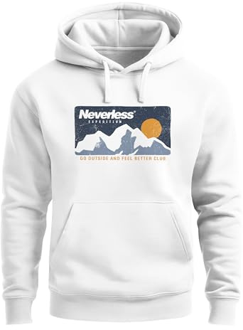 Neverless® Hoodie Herren Print Wandern Berg-Grafik Vintage Retro Style Kapuzen-Pullover Männer Fashion