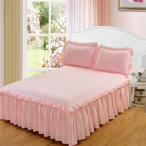 Stfery Bettlaken Set 200X180, Polyester Spannbettlaken Einfarbige Farbe Spannbetttücher Hell Rosa
