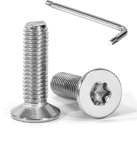 Tunejoy Viti a Testa Svasata M8 x 30 mm Vite Torx Bullone a Macchina in Acciaio Inox A2 V2A Viti a Testa Piatta con Chiavi a T40 Filettatura Completa 20 pezzi