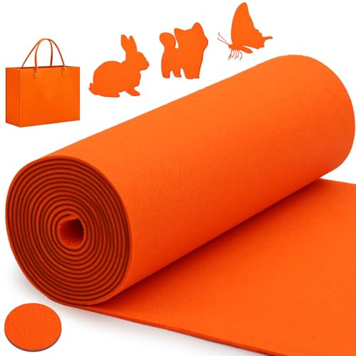 Rouleau de Feutre, 30 cm x 300 cm x 3 mm Tissu en Feutre, Feutrine au Mètre, Feutrine Rouleau Doublure de Boîte à Bijoux DIY Sacs en Feutre Cousus, Sac de Crayon, Tapis de Table (Orange Jaune)