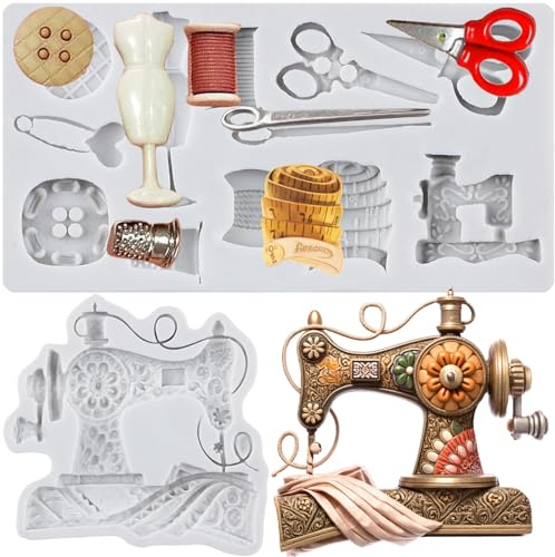 Sijiangmold Sewing Tools Silicone Moulds Sewing Machine Fondant Mould 2ps