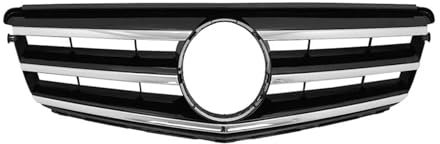 Front Kühlergrille Für Benz W204 Kühlergrill C-Klasse C204 S204 2007-2014 C180 C200 C250 C300 C350 Diamant Für AMG GT Stil Front Stoßstange Grille Kühlergrill Grill(Sport-Chrome Black)