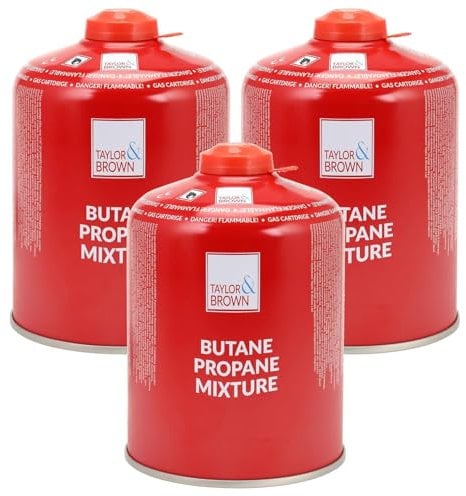 Greenfields 3 x 450g Butane-Propane Gas Cartridges – EN417 Screw-On Camping Gas Canisters with Resealable Valves | Fuel for Portable Camping Stoves, Heaters & Lantern