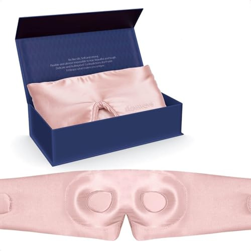 Slowwave Premium Silk Sleep Mask - 3D - 100% Verdunkelung - konturierte Augenpartie - Premium Schlafmasken aus Maulbeerseide - Hypoallergen und atmungsaktiv - Sleep mask - alle Schlafpositionen - Rosa