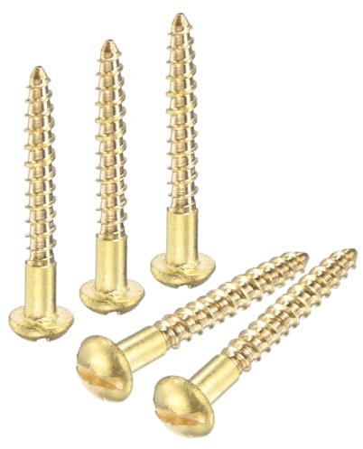 M METERXITY 20-Pack Holzschrauben M2 x 18mm Messing Schlitz Rundkopf Selbstschneidende Schrauben Innenbefestiger Für Holzarbeiten/Möbelreparatur/Industrie/Gartenarbeit/DIY