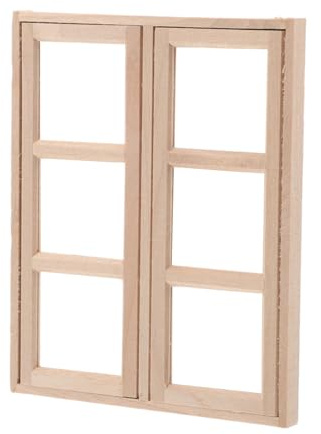 GARIOUANS Miniatur Puppenhaus Fenster Holz Modell Stabile Holzkonstruktion Realistische Miniaturmöbel Zubehör Für Puppenhaus Dekoration Und DIY Bastelprojekte