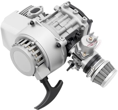 Mqwdxzfes 49CC 2-Takt Motor, Einzelzylinder Mini Motor, Pocket Bike Motor mit 1.2L Kraftstofftank, Zweitakt Motorradmotor Fahrrad Motor Kit Komplettmotoren für Pocket ATV Bike oder Scooter