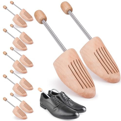 TULMERO Tendicascarpe da uomo e da donna, in legno di pino per scarpe e stivali, 2 pezzi - Tenditori in legno traspirante con doppia molla per una perfetta forma e freschezza, 5 paia, 41-42