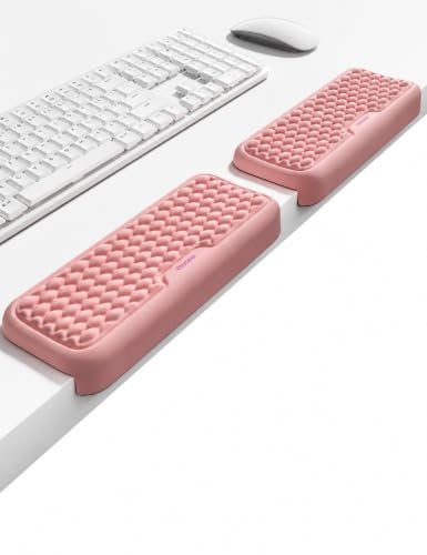 Vaydeer Desk Elbow and Wrist Rest Pad, Memory Foam, Pink | Memory Foam Support, Non-Slip Base, Adjustable Tilt, 2 Pack, Wrist and Forearm Support, For Keyboard, Mouse and Desk Use