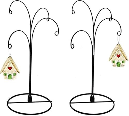 Tudegy 12 inch 4 Arms Hanger Hook,Christmas Hanger Hook,Ornament Display Stand Holder,for Hanging Glass Globe Pot Stand Iron Pothook Stand Terrarium Witch Ball (2PC)
