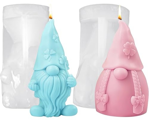 Silikonformen Gießformen Weihnachten Wichtel, 2 Stück Silikonform Kerze Weihnachtsmann 3D Handgemachte Kerzenformen Gießformen für Beton, zum Gießen DIY Weihnachts Halloween Geschenkdekoration