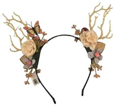 Leuchtender Haarreif mit Geweih und Blumen, Dekoration für Geburtstag, Kinder, Erwachsene, Cosplay