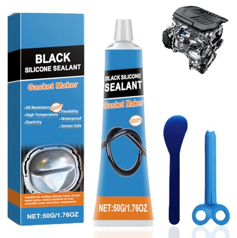 Black Silicone Sealant, High Temperature Silicone Sealant for Engine, Waterproof Gasket Seal/ant for Automotive & Machine Components, Gasket Seal/ant for Automotive Repairs, Multi-Purpose Sea/lant