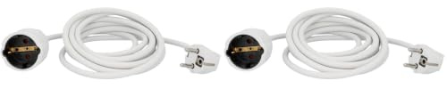 UNITEC Schuko-Verlängerung, H05VV-F3G 1,5mm², IP20, 3 m, weiß (Packung mit 2)