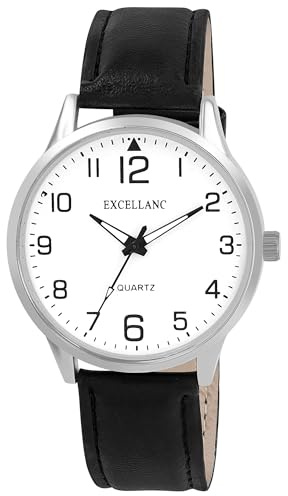 Excellanc Herren Armbanduhr aus Kunstleder in Silber, in Einer Länge von 25 cm, Klassisches Design für jeden Mann