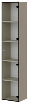 Mirjan24 Glasvitrine Gevto 168, Hängeschrank grifflos mit Push-to-Open & 5 Fächern, Wandvitrine, Vitrine universell, 4mm gehärtetes Glas (Cashmere)