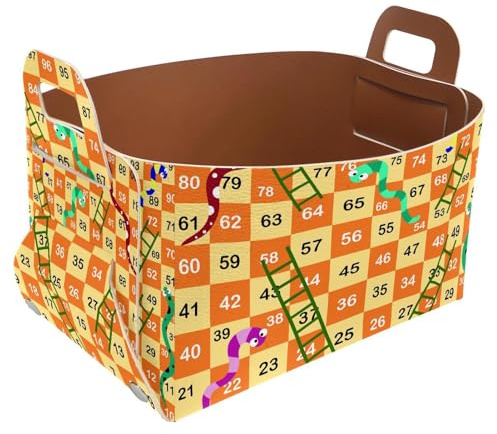 Eslifey Collapsible Storage Bin Small 8.5x5.5x5.1 - Foldable Basket with Handles for Shelves, Nursery, Closet, Storage, Laundry Room Organization - Snakes Ladders Game