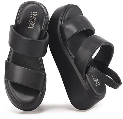 VIVASHOES Women’s Wedge Sandals with Slingback Strap - Lightweight Platform Summer Sandals for Ladies - Comfortable Open Toe Casual Holiday Walking Footwear with Thick Sole