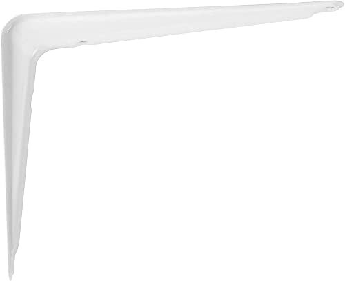 Amig - Regalwinkel Edelstahl Mod. 6 | Metallwinkel für Regale | Regalhalterung | Farbe: Weiß | Maße: 350 x 300 mm | Empfohlenes max Gewicht: 40 kg
