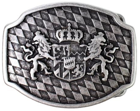 FRONHOFER Trachten Gürtelschnalle Bayern altsilber Buckle 40 mm, 4 cm Bayerisches Wappen Löwen Silber Schnalle,18209, Größe:One Size, Farbe:Silber