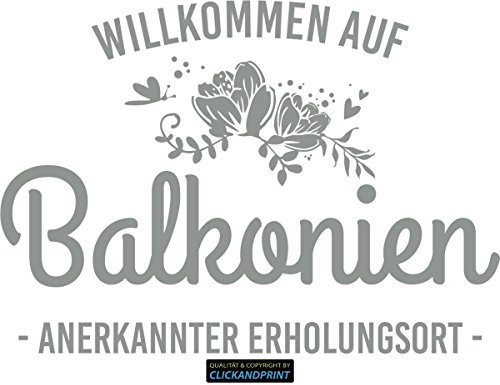 CLICKANDPRINT Aufkleber » Willkommen auf Balkonien, 30x21,2cm, Mittelgrau • Wandtattoo/Wandaufkleber/Wandsticker/Wanddeko/Vinyl