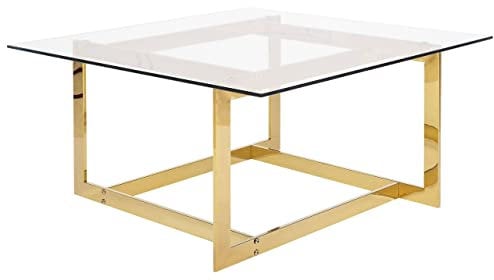 Beliani Moderner Couchtisch aus Glas mit Metallgestell Gold Crystal