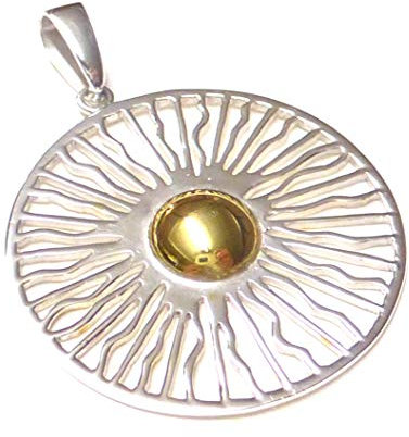 Anhänger Silber vergoldet, Kettenanhänger Motiv Sonne, Sterlingsilber, Schmuck Damen