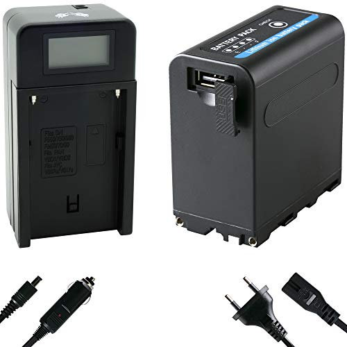 SK Akku Ersatz für Sony NP-F980 |- 10050mAh LG -| + Speed Charger für Akku NP-F750 NP-F960 NP-F970 NP-F990 // 5V USB Ausgang/DC 8,4V EIN & Ausgang