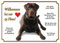 Hundeschild - brauner Labrador Retriever - Willkommen - Metallschild, DIN A3