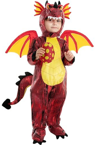 Spooktacular Creations Child Dragon Costume for Halloween Trick or Treating Dinosaur Dress-up Pretend Play,Red