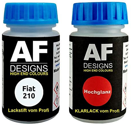 Alex Flittner Designs Lackstift für Fiat 210 Bianco + Klarlack je 50ml Autolack Basislack SET