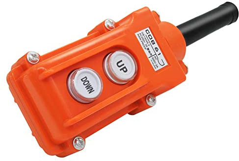 mxuteuk COB 61 Hoist-Drucktastenschalter Hängetaster Kran-Kettenlifter Steuerung Regensicherer Auf-Ab-Station Hubkran Anhänger-Druckschalter
