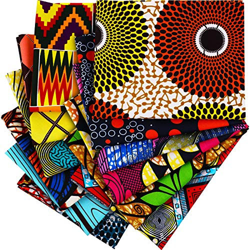 Tatuo 12 Stück Afrikanische Stoff Viertel 19,5 x 15,7 Zoll (50 x 40 cm), Afrikanischer Ankara Wachsdruck Ankara Druck Stoff für Nähen, Gesichtsbedeckung Projekte DIY Patchwork