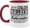 Tasse Tassen 325ml - Stolzer Bruder einer fantastischen Schwester I Schwester Bruder Geschenk - 325 ml - Bordeauxrot - für meinen geschenke brüder geschwister teetasse an geburtstagstasse den