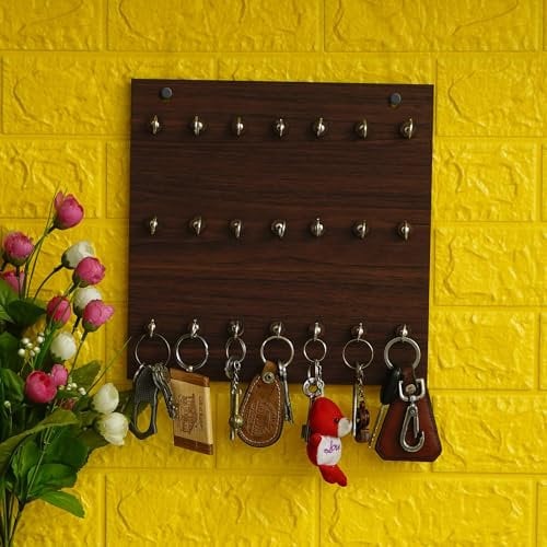 Webelkart Wooden Premium Key Chain Wall Hanging Key Holder- 21 Hooks (Brown)
