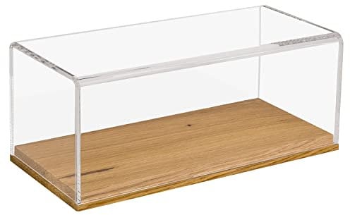HMF 46872 Acryl Vitrine / Schaukasten mit Holzsockel für Modellautos | 27 x 12 x 11 cm | Transparent