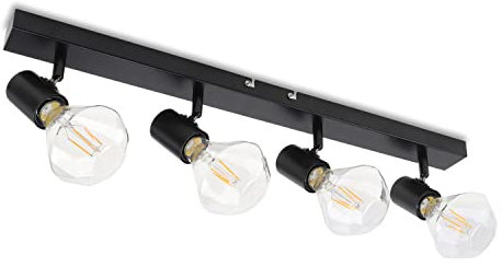 da LIGHT LED Deckenlampe 4-flammig, Dreh und Schwenkbar Deckenstrahler Spotleuchte Wandspot, E27 (ohne Leuchenmittel) Retro/Vintage Deckenleuchte 230V Schwarz für Wohnzimmer Schlafzimmer Küchen