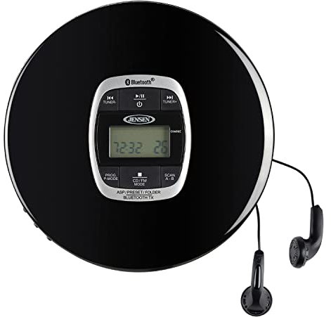 Jensen CD-60R-BT Portable CD Player Bluetooth FM Radio 60 Second Anti-skip (Black)