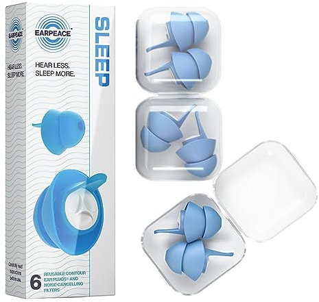 EarPeace Sleep Noise Cancelling Ohrstöpsel zum Schlafen - 3 Paar Schnarchstille Ohrenstöpsel - Gehörschutz für Seitenschläfer - 30 dB - Gehörschutzstöpsel in Mittlerer Größe