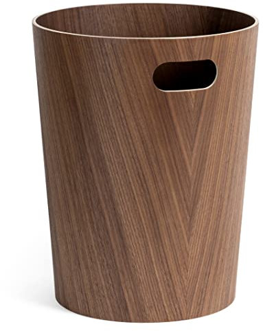 Kazai. Echtholz Papierkorb Börje | Moderner Holz Mülleimer für Büro, Kinderzimmer, Schlafzimmer u.m. | Walnuss
